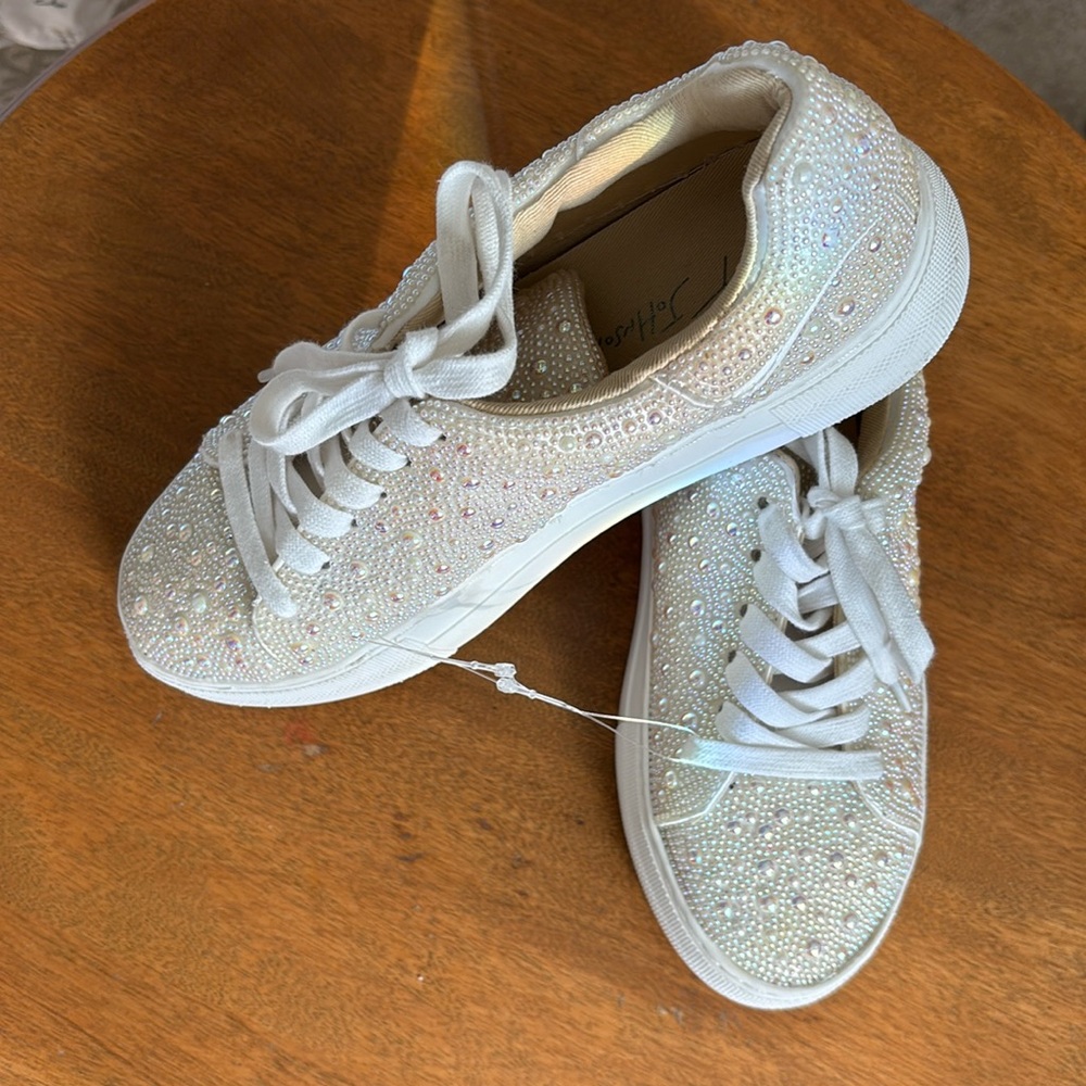 Betsey Johnson White Iridescent Wedding Sidny Sneakers